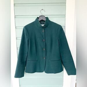 MaxMara blazer Wool teal Green Cashmere Jacket high neck office Christmas work